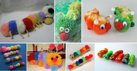 pompoms caterpillar tinker με ιδέες για παιδιά