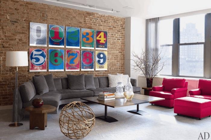 pop art χαρακτηριστικά επιπλωμένα παραδείγματα ζωντανές ιδέες διακόσμηση ιδεών χρώματα σαλονιού