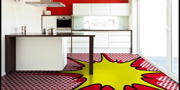 pop art διαθέτει εσωτερική διακόσμηση δαπέδου κουζίνας