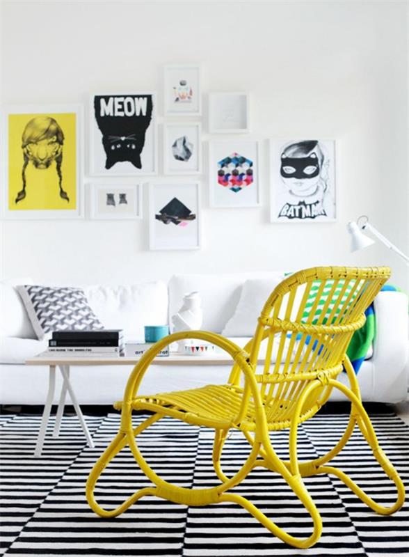 pop art διαθέτει εσωτερικό σχέδιο ψάθινη καρέκλα επίπλων κίτρινη