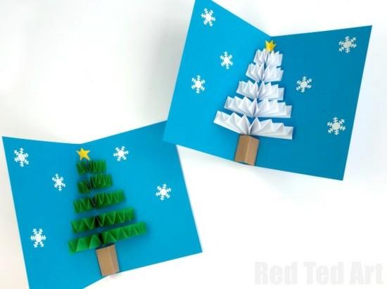 φτιάξτε αναδυόμενες χριστουγεννιάτικες κάρτες με χριστουγεννιάτικο δέντρο για παιδιά