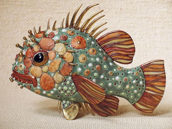 πορσελάνινες φιγούρες δεινόσαυρος πολύχρωμα ψάρια χρυσάφι