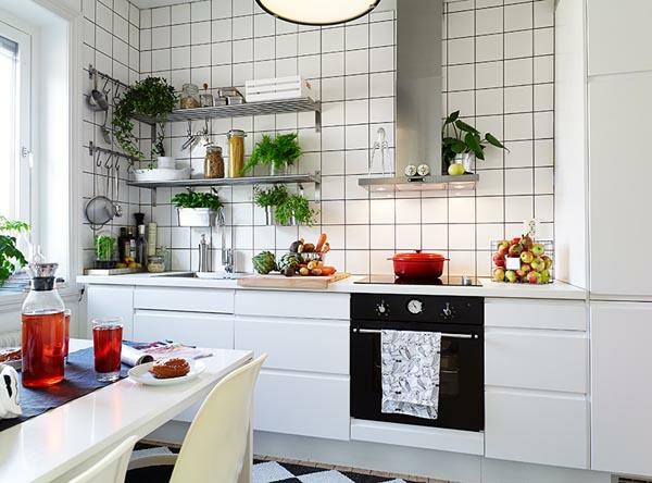 λύσεις κουζίνας για μικρές κουζίνες λευκό δάπεδο κουζίνας