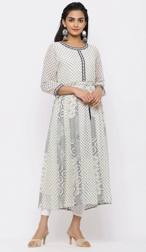 Baskılı Georgette Tasarımcı Kurti