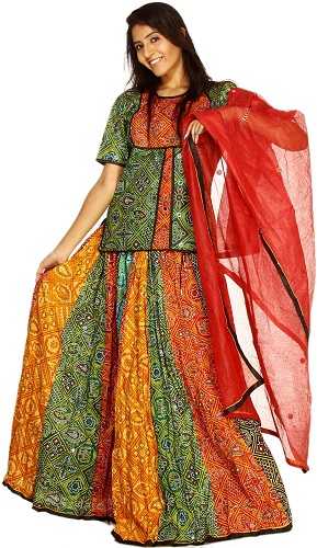 Chunri Baskı Lehenga