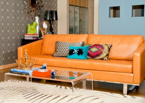 επαγγελματικό ριχτάρι μαξιλάρι μοτίβο καναπέ δερμάτινο πορτοκαλί