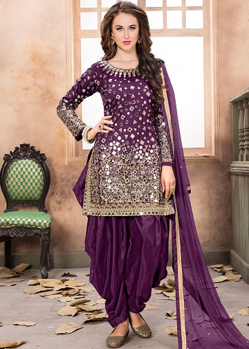 Violetinė ir auksinė Salwar Kameez