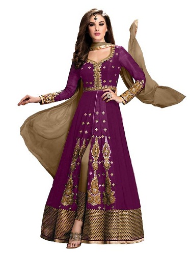 Indijos „Anarkali Purple Salwar“ kostiumas
