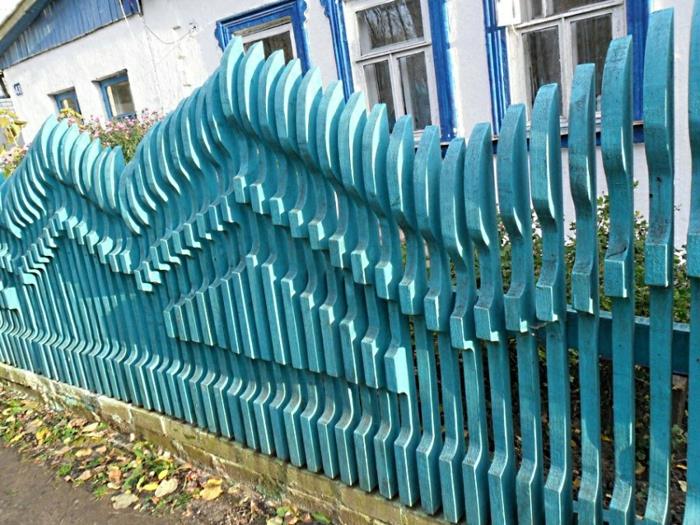 Ξύλο φράχτη κήπου Trellis βαμμένο σε μπλε χρώμα