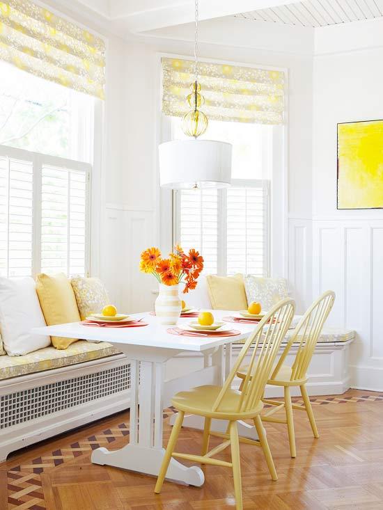 συμβουλή φρέσκια άνοιξη ιδέα παραθυρόφυλλα παράθυρο floral μοτίβο κίτρινο