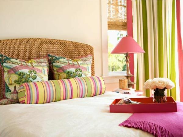 μαξιλάρια από ροτάν μαξιλάρια κρεβάτια ιδέες χρώματα ύφασμα χρωματιστό πολύχρωμο
