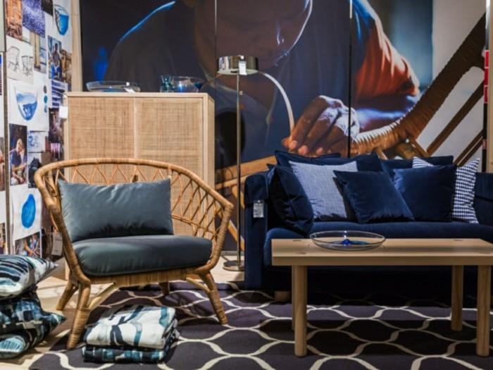 καρέκλα μπαστούνι μπλε βελούδινο καναπέ μοκέτα μοκέτα συλλογή ikea Στοκχόλμη