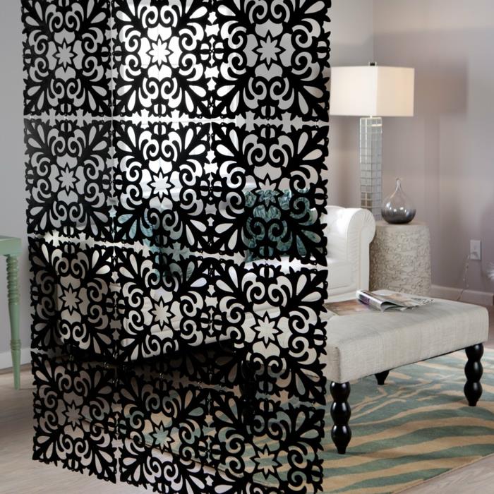 ιδέες διαχωριστικό δωματίου διαχωριστικό δωματίου κουρτίνα διαχωριστικό δωματίου ράφι λευκό διακοσμητικό τοίχο μαύρο διακοσμητικό