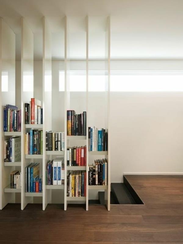 διαχωριστικό δωματίου ράφι βιβλιοθήκη ξύλινη σκάλα