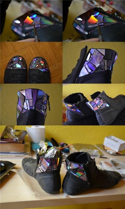 ανακύκλωση bastelin με cds ιδέες ανακύκλωσης ιδέες διακόσμησης τοίχων χρώμα σχεδιασμός παπουτσιών