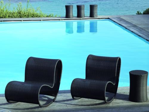 καρέκλα χαλάρωσης στον κήπο μαύρη μοντέρνα μπαστούνια άνετη πισίνα