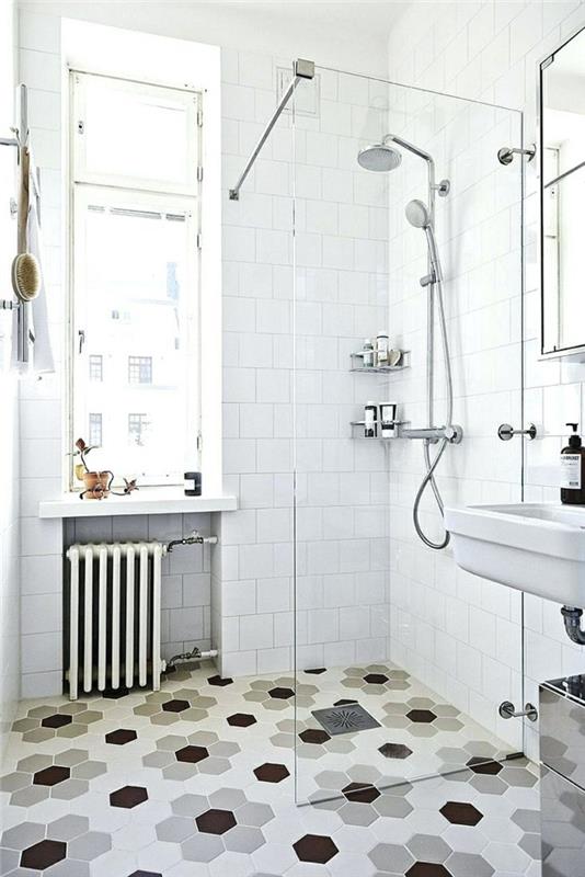 ρετρό πλακάκια μπάνιο μικρό μπάνιο λευκά πλακάκια τοίχου