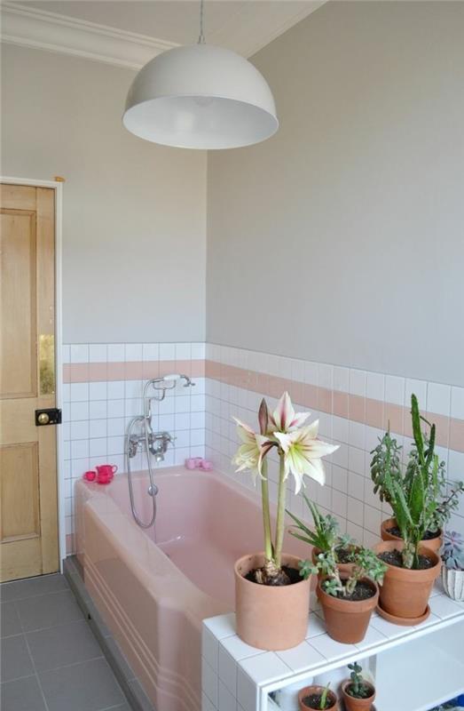 ρετρό πλακάκια vintage πλακάκια φυτά σχεδιασμού μπάνιου