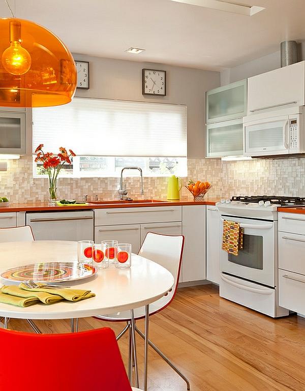 ρετρό κουζίνα πορτοκαλί κρεμαστή λυχνία σε σχήμα μπολ διαφανής