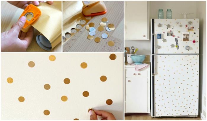 ρετρό ψυγείο χρυσές κουκίδες σχεδιάστε μόνοι σας