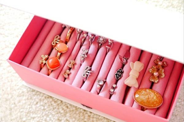 κατάστημα δαχτυλίδια κοσμήματα στάση φτιάξτε τον εαυτό σας diy ιδέες ροζ κοσμήματα κουτί tinker