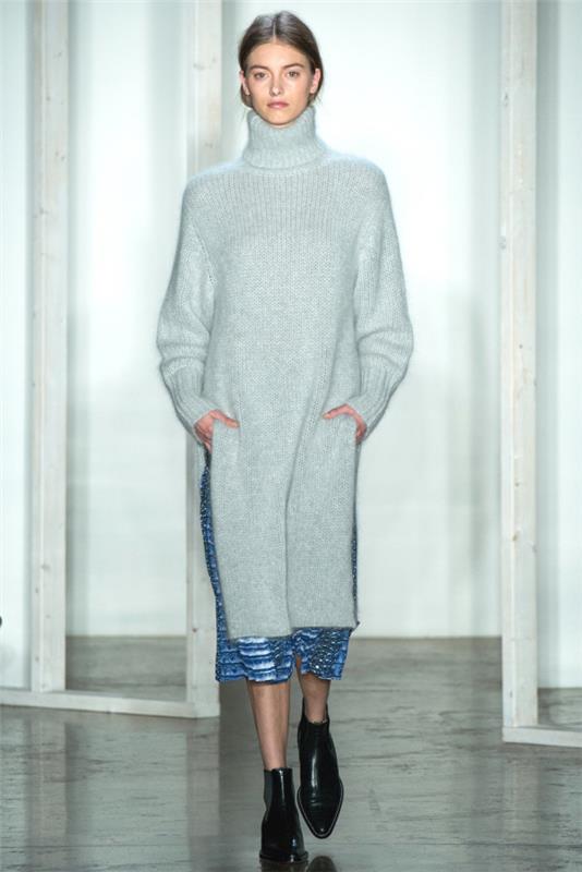 πλεκτό φόρεμα με ζιβάγκο λευκό πλεκτό fw 2014 2015 χειμερινές γυναίκες μόδας
