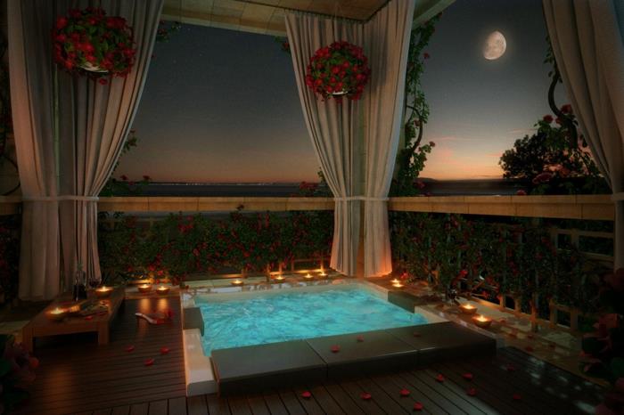ρομαντική διακόσμηση διακοσμητικό μπάνιο μπανιέρα πέταλα κεριά