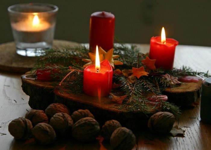ρομαντική διακόσμηση διακοσμητικών τραπεζιών diy Χριστουγεννιάτικη έλευση