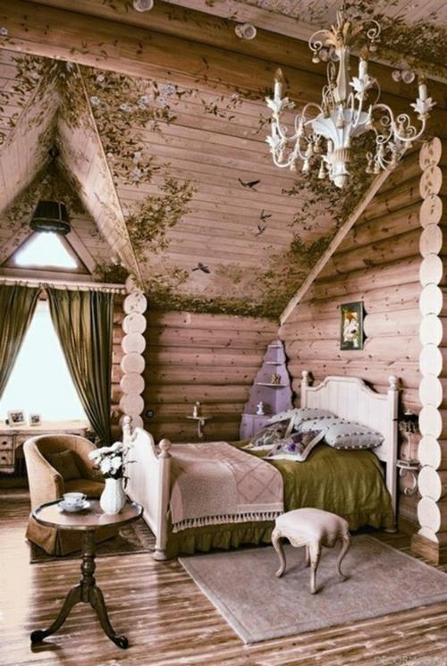 ρομαντικό υπνοδωμάτιο με έπιπλα από ξύλο
