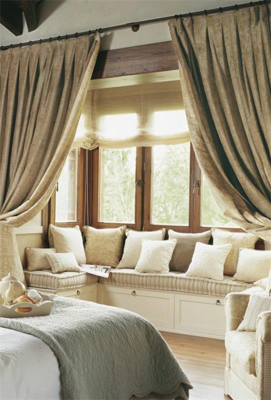 ρομαντικό-υπνοδωμάτιο-περβάζι-παράθυρο-εγκατάσταση-χαλάρωση-γωνία-κουρτίνα-κουρτίνα