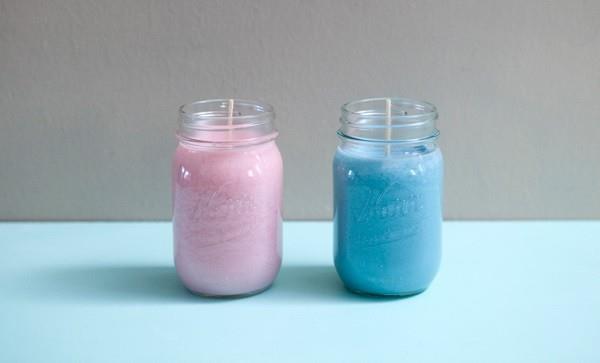 ροζ μπλε diy κεριά που χύνονται στο ποτήρι