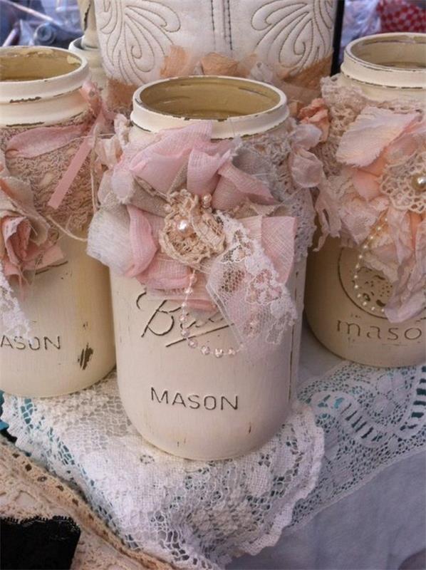 ροζ μασόν γυαλιά shabby chic διακόσμηση φτιάξτε τη δική σας διακόσμηση γάμου