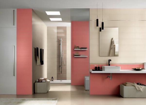 ροζ παστέλ χρώμα πλακάκια μπάνιου