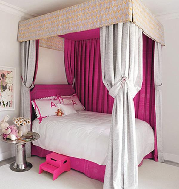 ροζ κρεβατοκάμαρα κρεβάτι θόλος ροζ