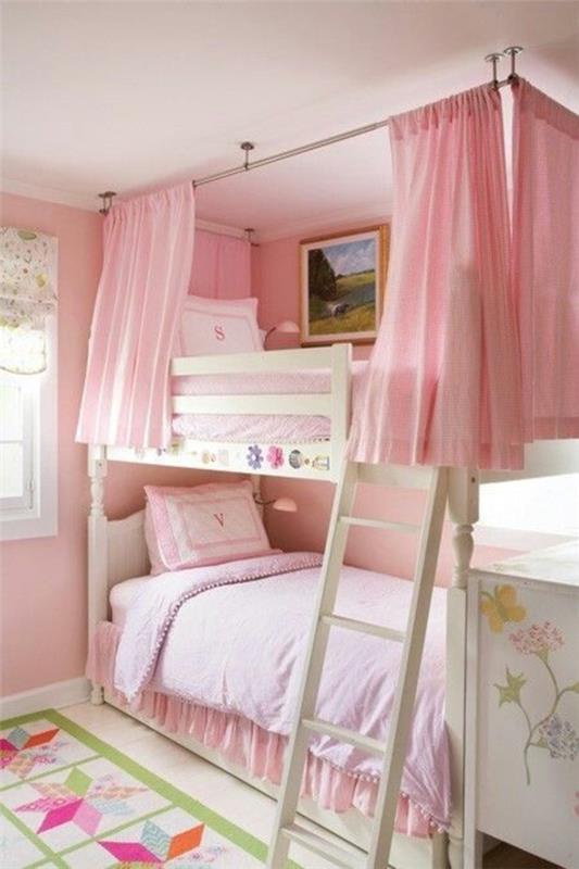 ροζ υπνοδωμάτιο κουκέτα παιδικό δωμάτιο