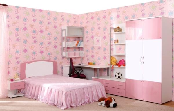 ροζ κρεβατοκάμαρα ντουλάπες υψηλής στιλπνότητας λευκό