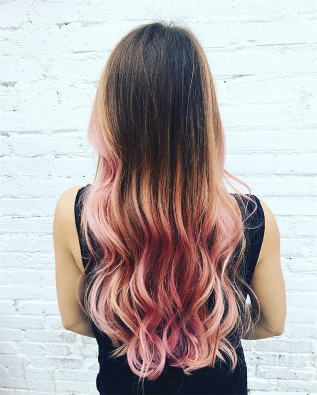 ροζ ξανθά μακριά μαλλιά ombre εμφάνιση