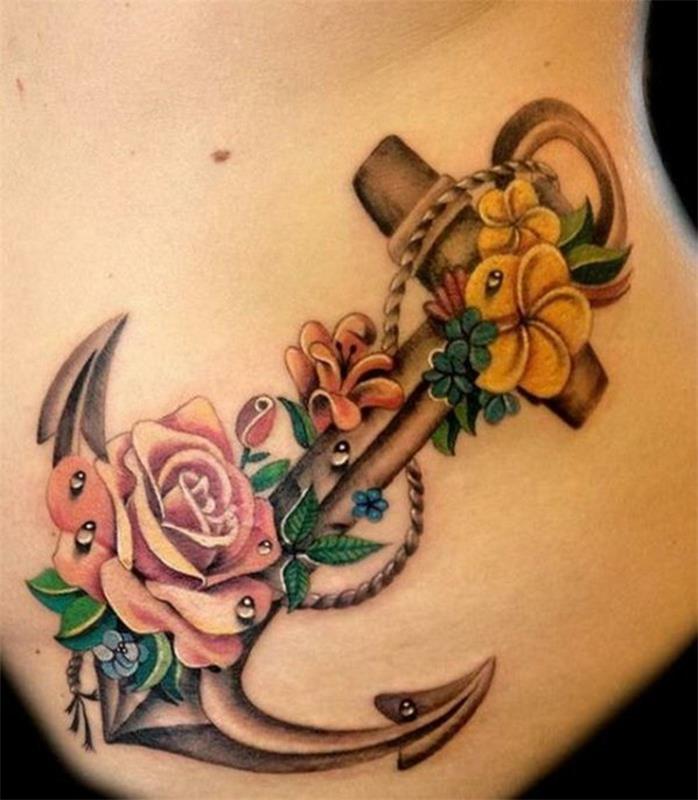 ροζ άγκυρα τατουάζ μοτίβο γυναίκες τατουάζ ιδέες