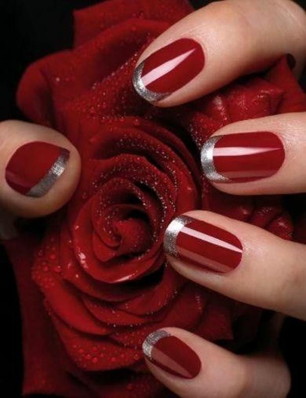 κόκκινα τζελ νύχια για χριστουγεννιάτικα κόκκινα νύχια βαμμένο τριαντάφυλλο