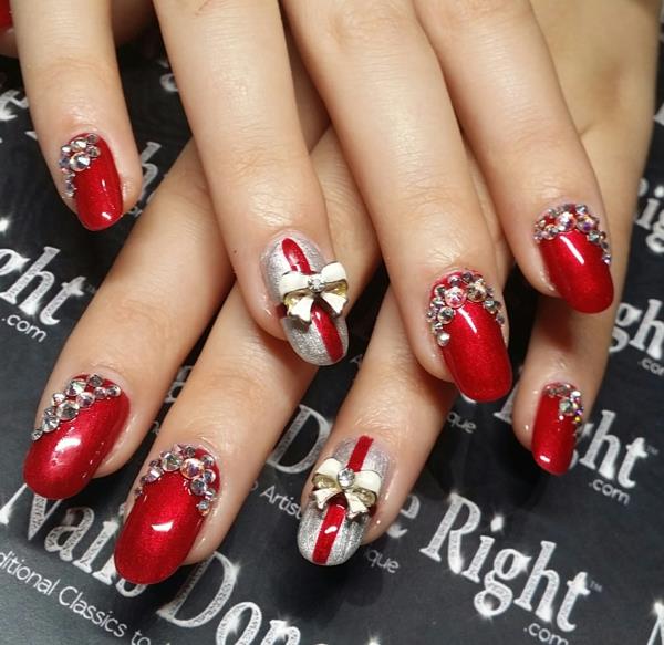 κόκκινα τζελ νύχια για Χριστούγεννα κόκκινα νύχια μοτίβα δώρα