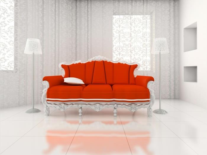 κόκκινοι καναπέδες πολυτελής επίπλωση σαλονιού