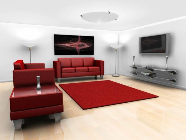 κόκκινα χαλιά μαλακοί καναπέδες δωματίου ταπετσαρίες δαπέδου
