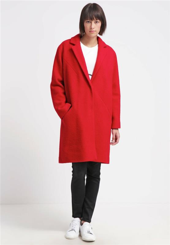 κόκκινο παλτό χειμώνα Μαλλί παλτό Cacharel