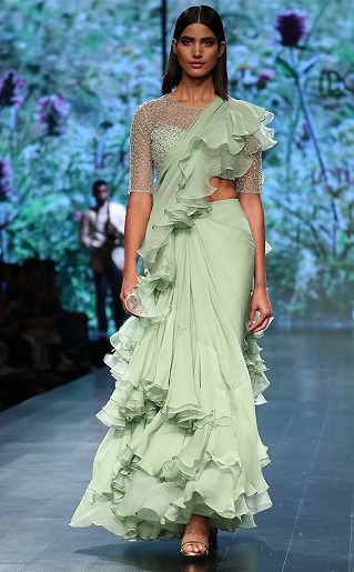 Anushree Reddy Fırfır Bluzlu Sari