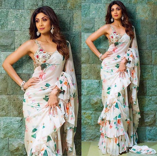 Shilpa Shetty İçinde Fırfır Georgette Saree