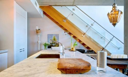 ήσυχο δροσερό σπίτι σχεδιασμό κουζίνα μαρμάρινη εμφάνιση επιφάνεια εργασίας