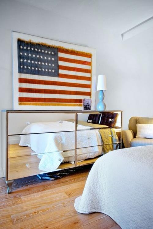 ήσυχο δροσερό σπίτι σχεδιασμός υπνοδωμάτιο αμερικανικού στιλ σημαία
