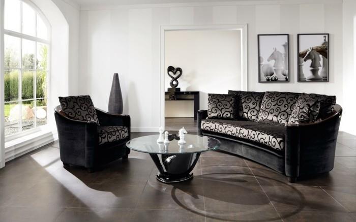 στρογγυλός καναπές όμορφο σχέδιο πλακάκια δαπέδου σαλόνι
