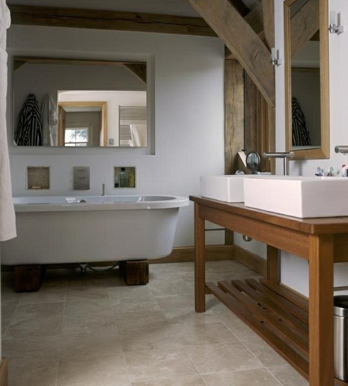 ρουστίκ ιδέες μπάνιου ματαιοδοξία ξύλου