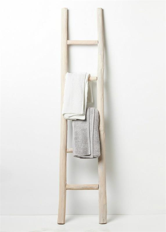 ρουστίκ έπιπλα κρεβατιού ξύλινο πετσέτα σκάλα στεγνωτήριο πετσετών